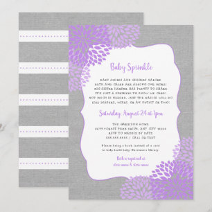 Lavender Gray Girl Baby Sprinkle Einladung