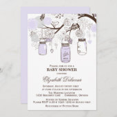 Lavender & Gray Mason Jars Kinderdusche Einladung (Vorne/Hinten)