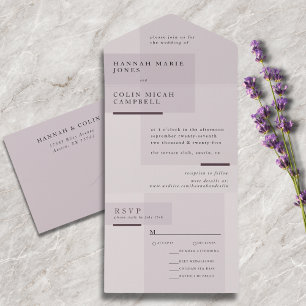 Lavender Gray Neutral Minimalistisch Wedding All In One Einladung
