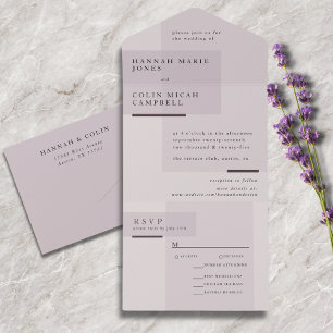 Lavender Gray Neutral Minimalistisch Wedding All In One Einladung