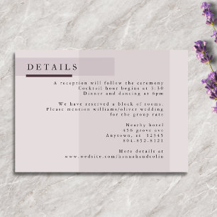 Lavender Gray Neutral Minimalistisch Wedding Begleitkarte