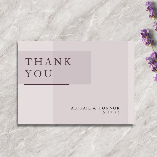 Lavender Gray Neutral Minimalistisch Wedding Dankeskarte