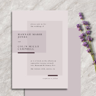 Lavender Gray Neutral Minimalistisch Wedding Einladung