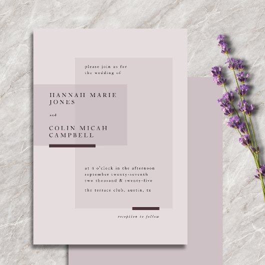 Lavender Gray Neutral Minimalistisch Wedding Einladung