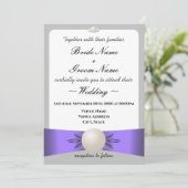Lavender & Gray Pearl Ribbon Wedding & Empfang Einladung (Stehend Vorderseite)