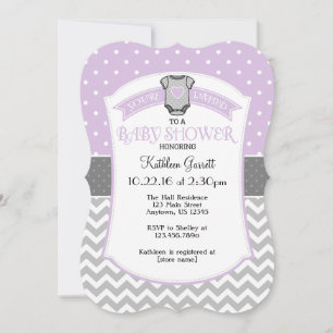 Lavender Gray Polka Dot Zickzack Kinderdusche Einl Einladung