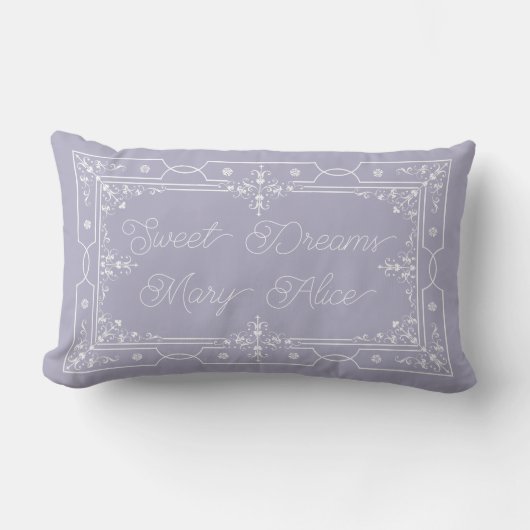 Lavender Gray Sweet Dreams Personalisiert Lendenkissen (Vorderseite)