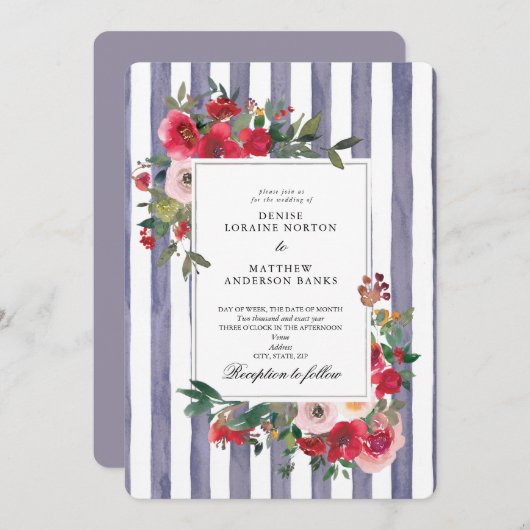 Lavender Gray Wedding Einladung (Vorne/Hinten)