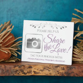 Lavender & Gray Wedding Foto Hashtag Sign Fotoplatte (Seite)