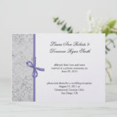 Lavender Gray White Damask Post Wedding Einladung (Stehend Vorderseite)