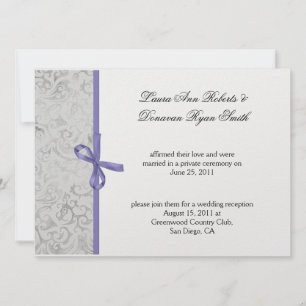 Lavender Gray White Damask Post Wedding Einladung