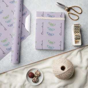 Lavender Green Blue Butterfets Personalisiert Geschenkpapier