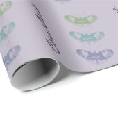 Lavender Green Blue Butterfets Personalisiert Geschenkpapier (Rolleneckpunkt)