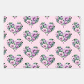Lavender & Green Floral Hearths Persönlicher Name Geschenkpapier Set (Vorderseite 2)