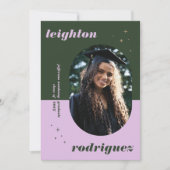 Lavender & Green Foto Grad Einladung & Ankündigung (Vorderseite)