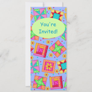 Lavender Green Patchwork Quilt Block Art Einladung