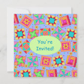 Lavender Green Patchwork Quilt Block Art Einladung (Vorderseite)