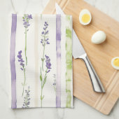 Lavender Green Stripes Floral   Geschirrtuch (Viertel Falte)