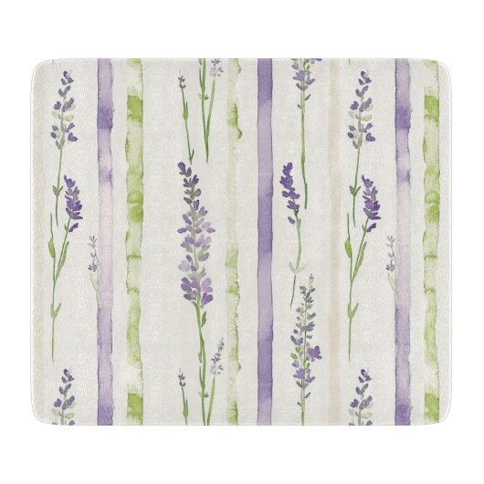 Lavender Green Stripes Floral   Schneidebrett (Vorderseite)