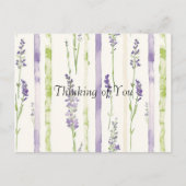 Lavender Green Stripes Floral Thinking of You Postkarte (Vorderseite)