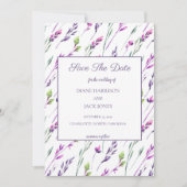 Lavender & Green Watercolor Save the Date Hochzeit Einladung (Vorderseite)