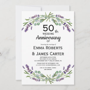 Lavender Greenery 50 Jahre alt Einladung