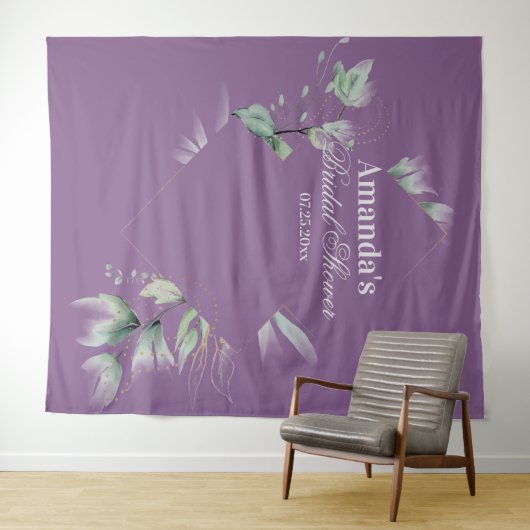 Lavender Greenery Brautparty Foto Hintergrund Wandteppich (Beispiel (Horizontal))