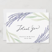 Lavender & Greenery Caligraphy Wedding Dankeskarte (Vorderseite)
