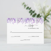 Lavender Greenery Floral Botanial Elegant Wedding RSVP Karte (Stehend Vorderseite)