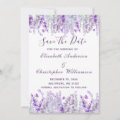 Lavender Greenery Floral Wasserfarbene Save The Date (Vorderseite)