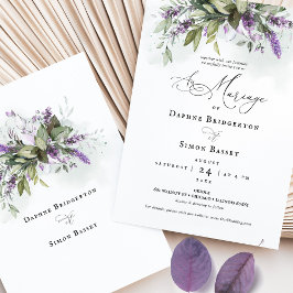 Lavender Greenery Französisch Script Einladung Hoc
