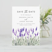 Lavender Greenery Lilac Lila Save the Date Einladung (Stehend Vorderseite)