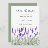 Lavender Greenery Lilac Lila Save the Date Einladung (Vorne/Hinten)