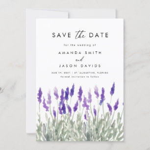 Lavender Greenery Lilac Lila Save the Date Einladung