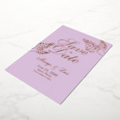 Lavender Greenery Save the Date gepresst Folieneinladung (Gedreht)
