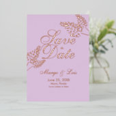 Lavender Greenery Save the Date gepresst Folieneinladung (Stehend vorne)