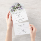 Lavender Greenery Script All in One Wedding Einlad Einladung (Abreißen)