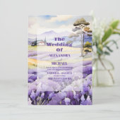 Lavender Greenery Wedding Einladung (Stehend Vorderseite)