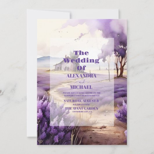 Lavender Greenery Wedding Einladung (Vorderseite)