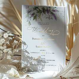 Lavender Greenery Wedding Gold Foil Akzente Folieneinladung