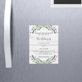 Lavender greenery white wood luxury wedding magneteinladung