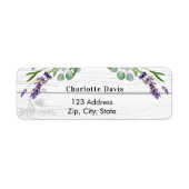 Lavender greenery white wood return address label (Vorne)