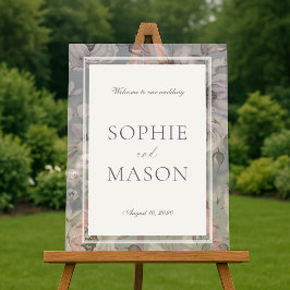 Lavender Grey Floral Acrylic Wedding Welcome Sign Acrylschild