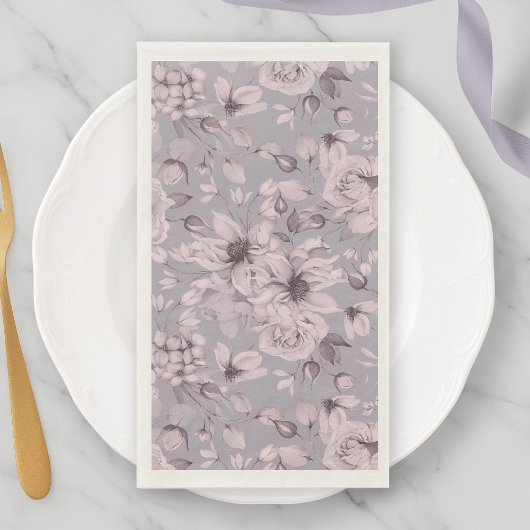Lavender Grey Floral  Serviette