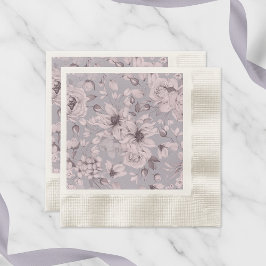 Lavender Grey Floral Watercolor Serviette