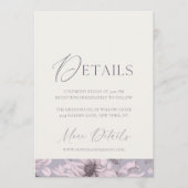 Lavender Grey Floral Wedding Details Card Einladung (Vorderseite)