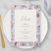 Lavender Grey Floral Wedding Menu Einladung