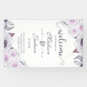 Lavender & Grey Floral Wreath Wedding Willkommen Banner (Horizontal)