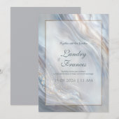 Lavender Grey Fluid Gold Marble Wedding Einladung (Vorne/Hinten)