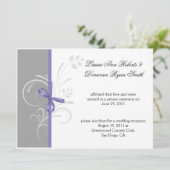 Lavender Grey White Floral Wirbel Post Weddi Einladung (Stehend Vorderseite)